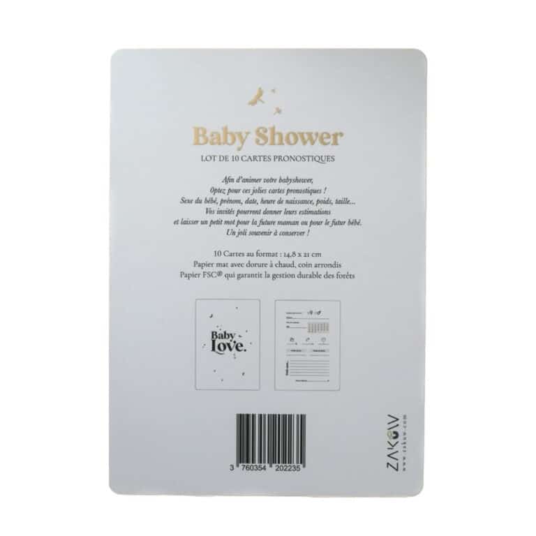 cartes pronostiques baby shower zakuw dos paquet sur fond blanc