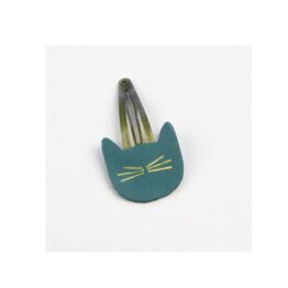 Une barrette en forme de chat de couleur paon