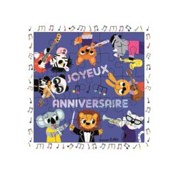 carte puzzle joyeux anniversaire animaux musiciens