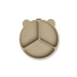 assiette anti-dérapante silicone avoine liewood vue de face sur fond blanc
