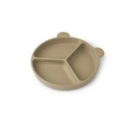 une assiette avec des compartiments et anti-dérapante silicone avoine de la marque Liewood