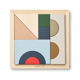 puzzle géométrique en bois de la marque liewood