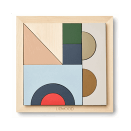 puzzle géométrique en bois de la marque liewood