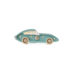 Une lampe led voiture de course bleu en bois