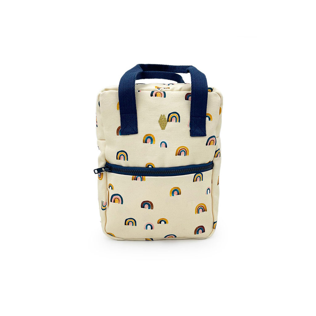Un sac à dos beige arc en ciel
