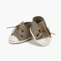 Baskets Cuir à Lacets - Taupe - Pour Poupée Gordis Minikane