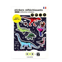 stickers réfléchissants dino rainette sur fond blanc