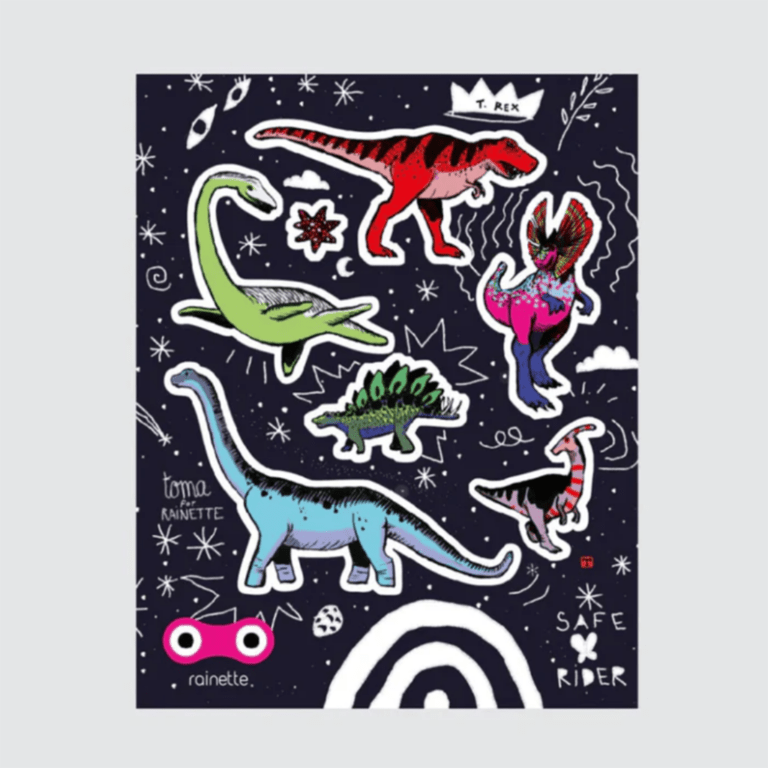 stickers réfléchissants dino rainette sur fond gris