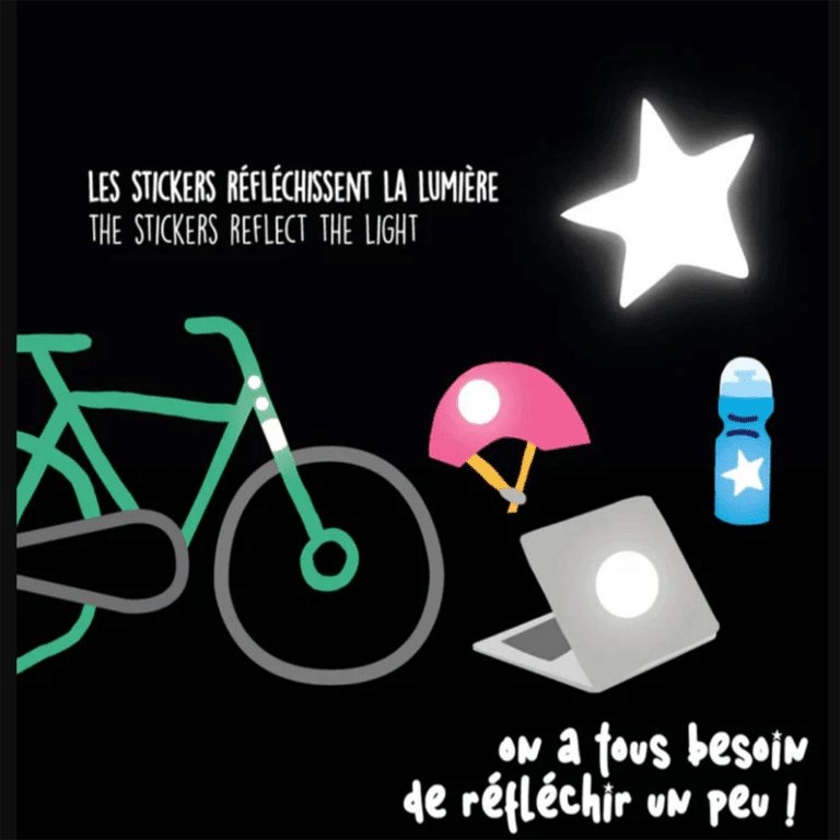 stickers réfléchissants dino rainette détail stickers sur fond noir