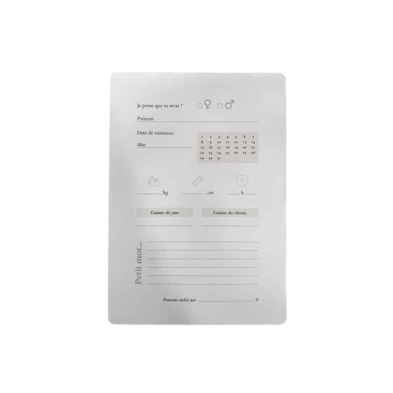 cartes pronostiques baby shower zakuw dos paquet sur fond blanc