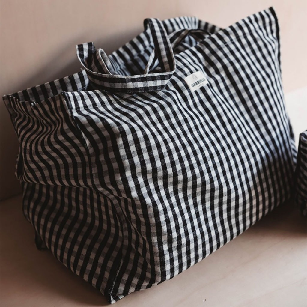 sac week-end vichy noir fond blanc