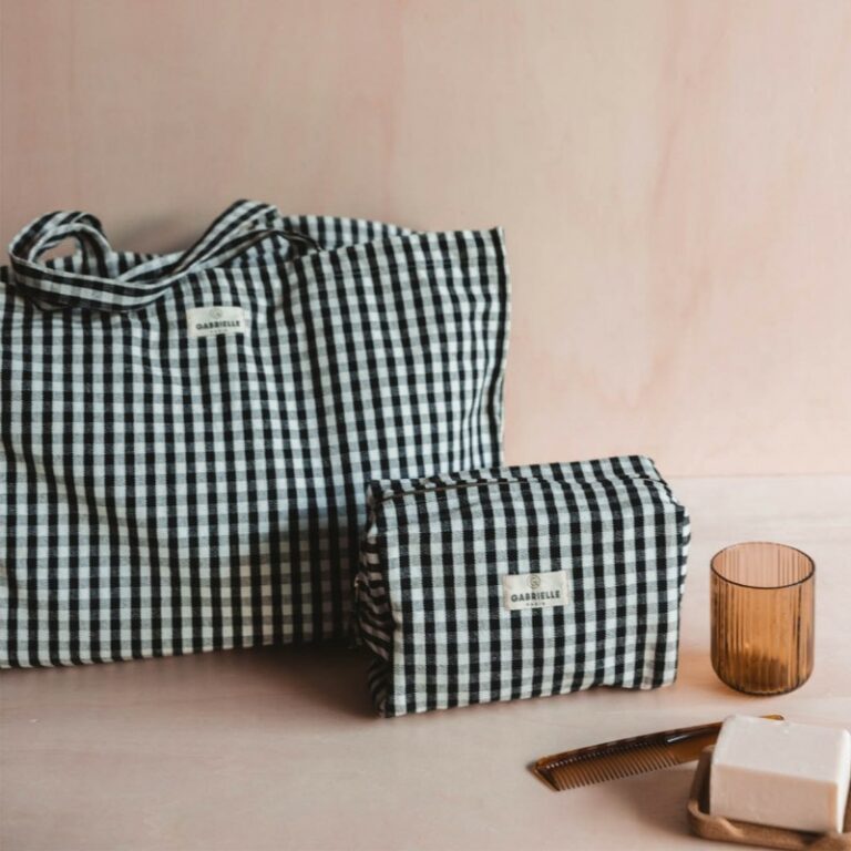 trousse de toilette vichy noir duo sac week-end