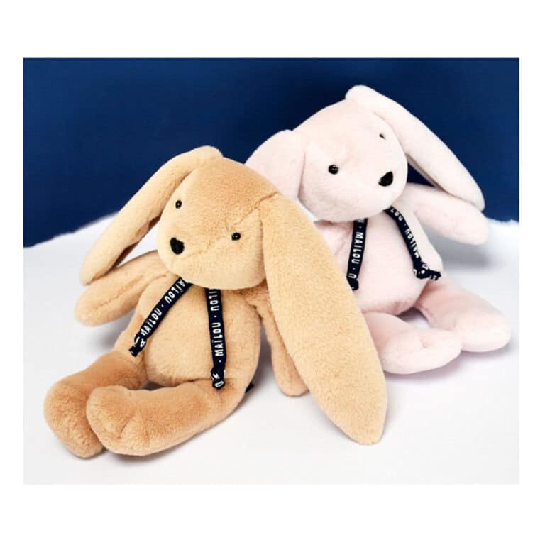doudou lapin dorlotin beige duo lapin