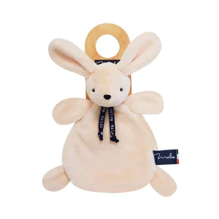 doudou lapin dorlotin ivoire sur support bois