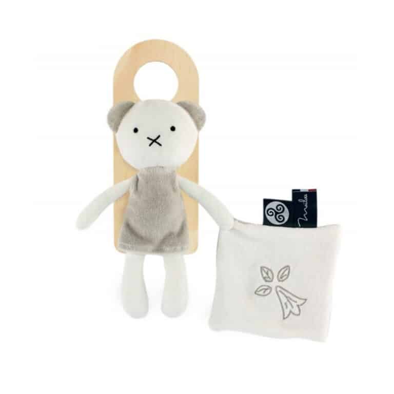 pantin ours avec doudou avec support bois