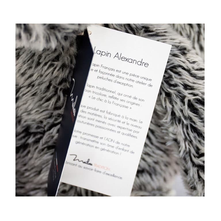 peluche alexandre le lapin mailou vue certificat authenticité