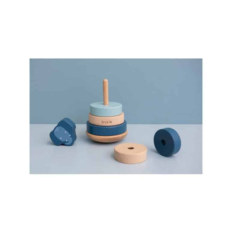 tour a empiler éléphant en bois fond bleu