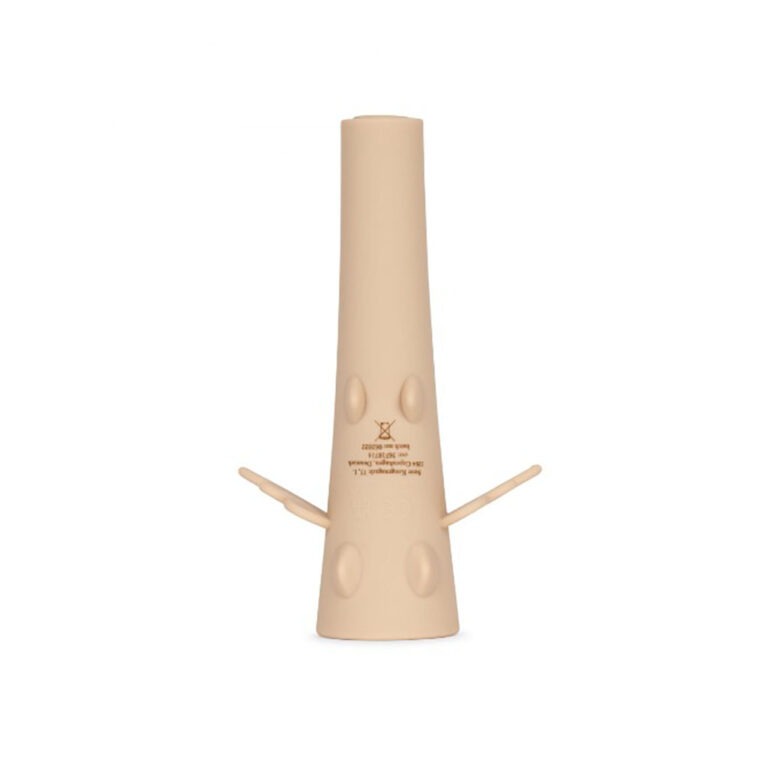 Lampe torche dragon crème, vue de derrière sur fond