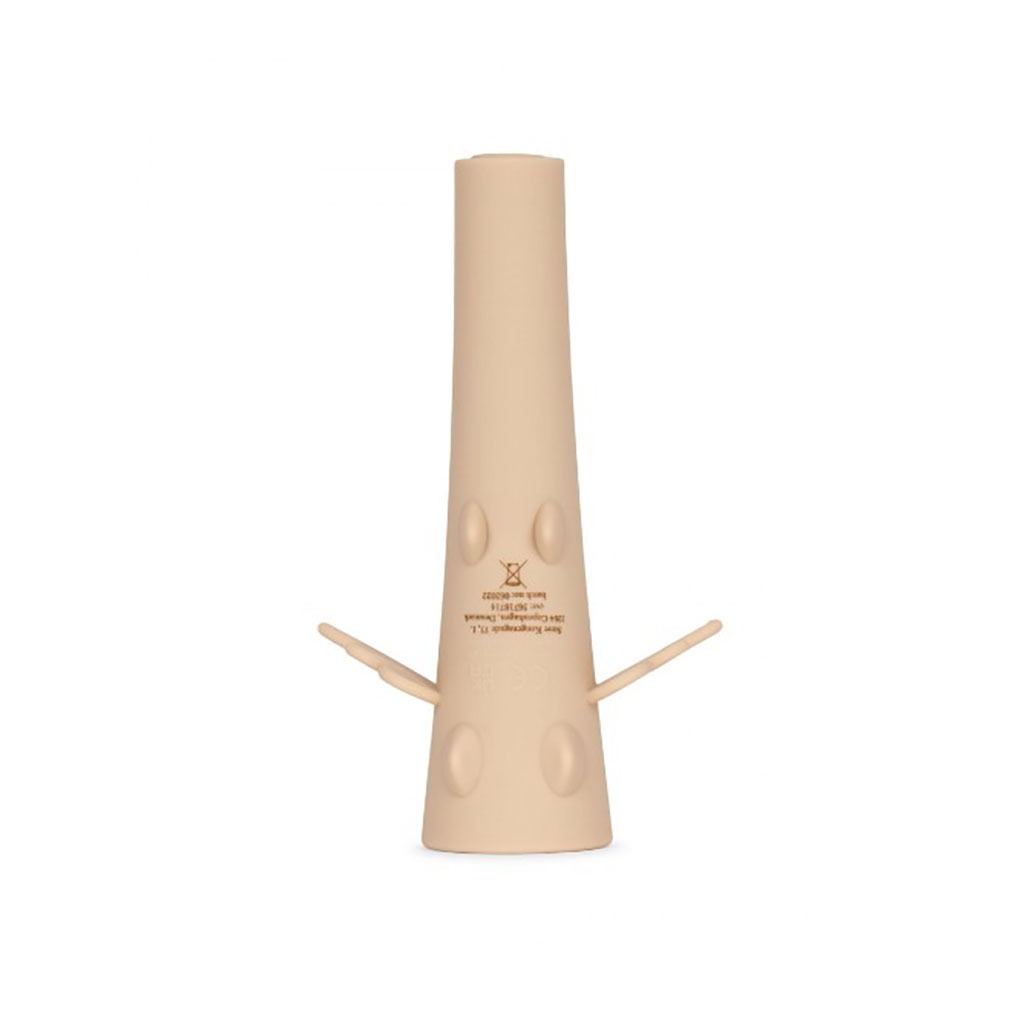 Lampe torche dragon crème, vue de derrière sur fond