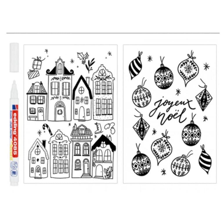 Kit décorez vos vitres, vue de face sur fond blanc