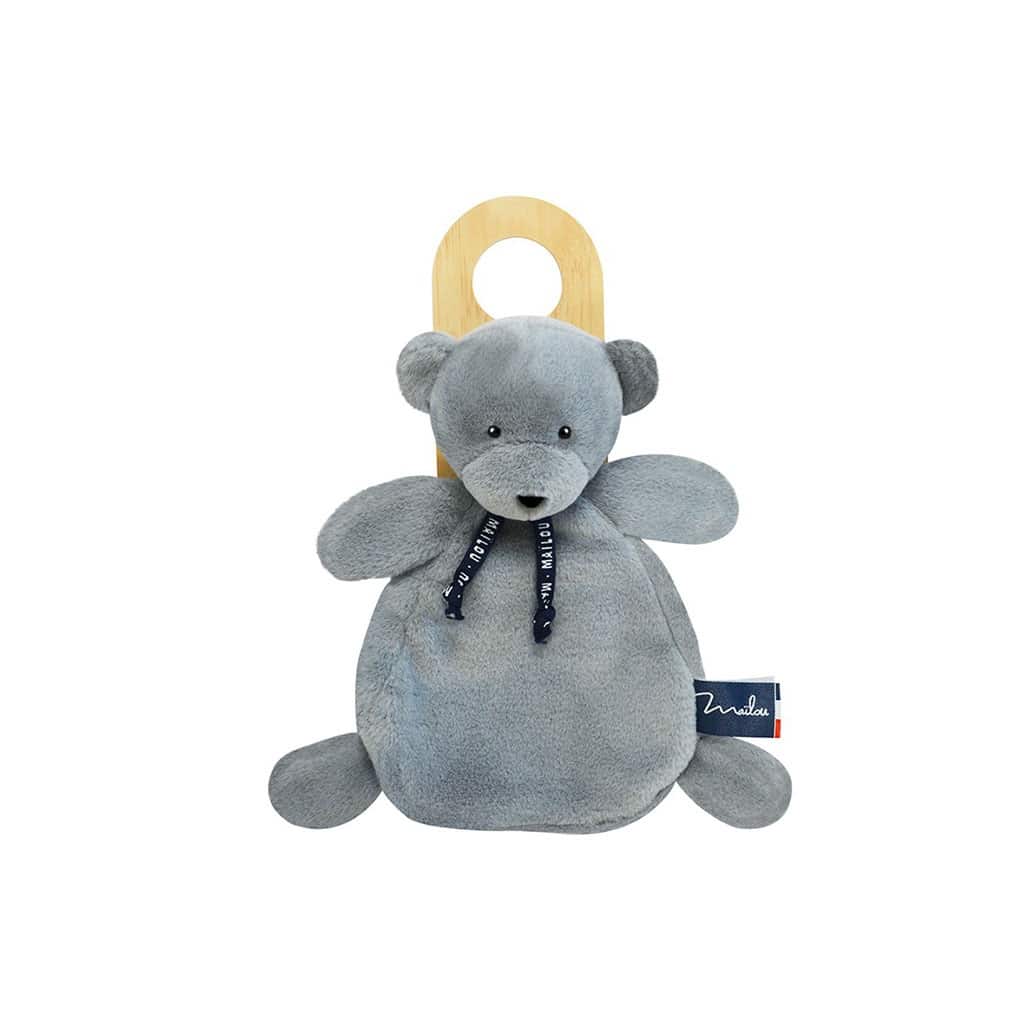 Doudou dorlotin ours gris fond blanc