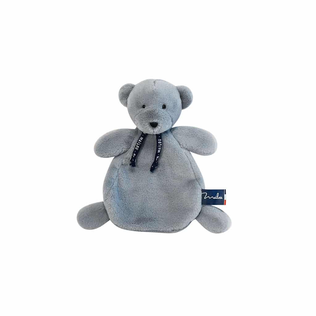 Doudou dorlotin ours gris fond blanc