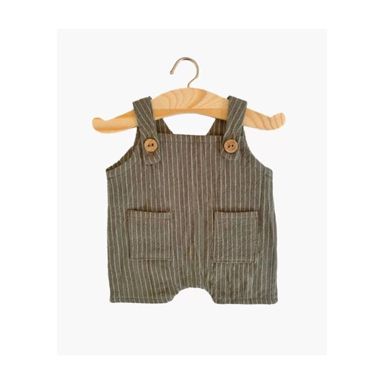 Une salopette antonin à rayures pour poupées minikane