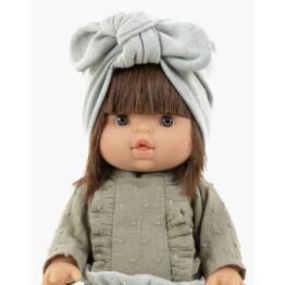 Un turban en molleton vert thé pour les poupées minikane