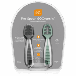 pre cuillere d'apprentissage gris et vert dans emballage