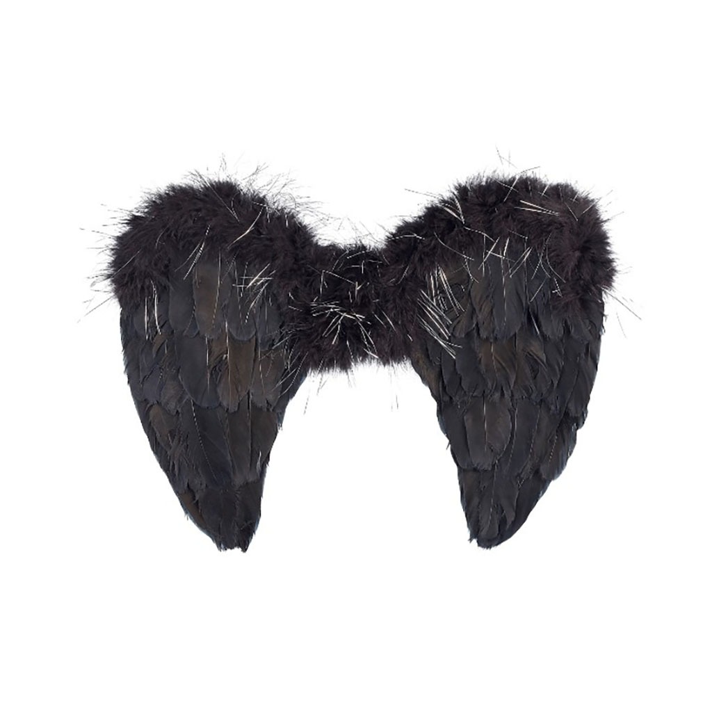 Des ailes noires à plumes pour un déguisement halloween