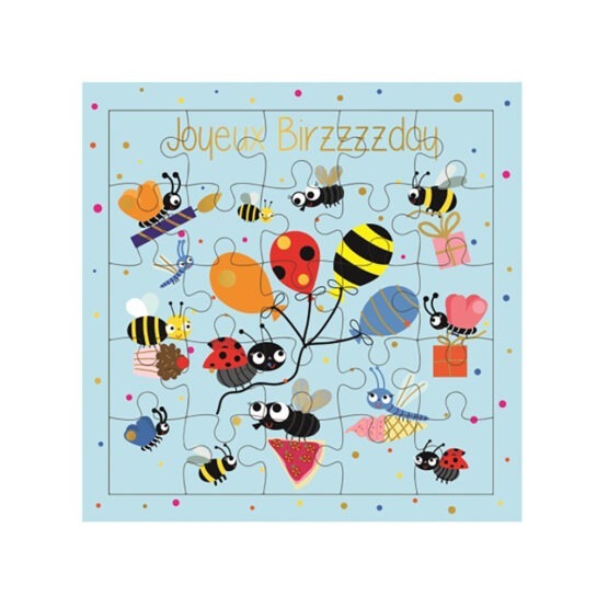 carte puzzle joyeux anniversaire insectes
