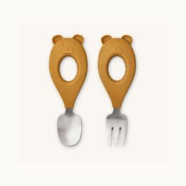 Set cuillère et fourchette en silicone et métal