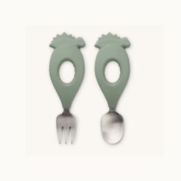 cuillère et fourchette en silicone et en métal liewood
