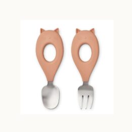 cuillère et fourchette en silicone et en acier