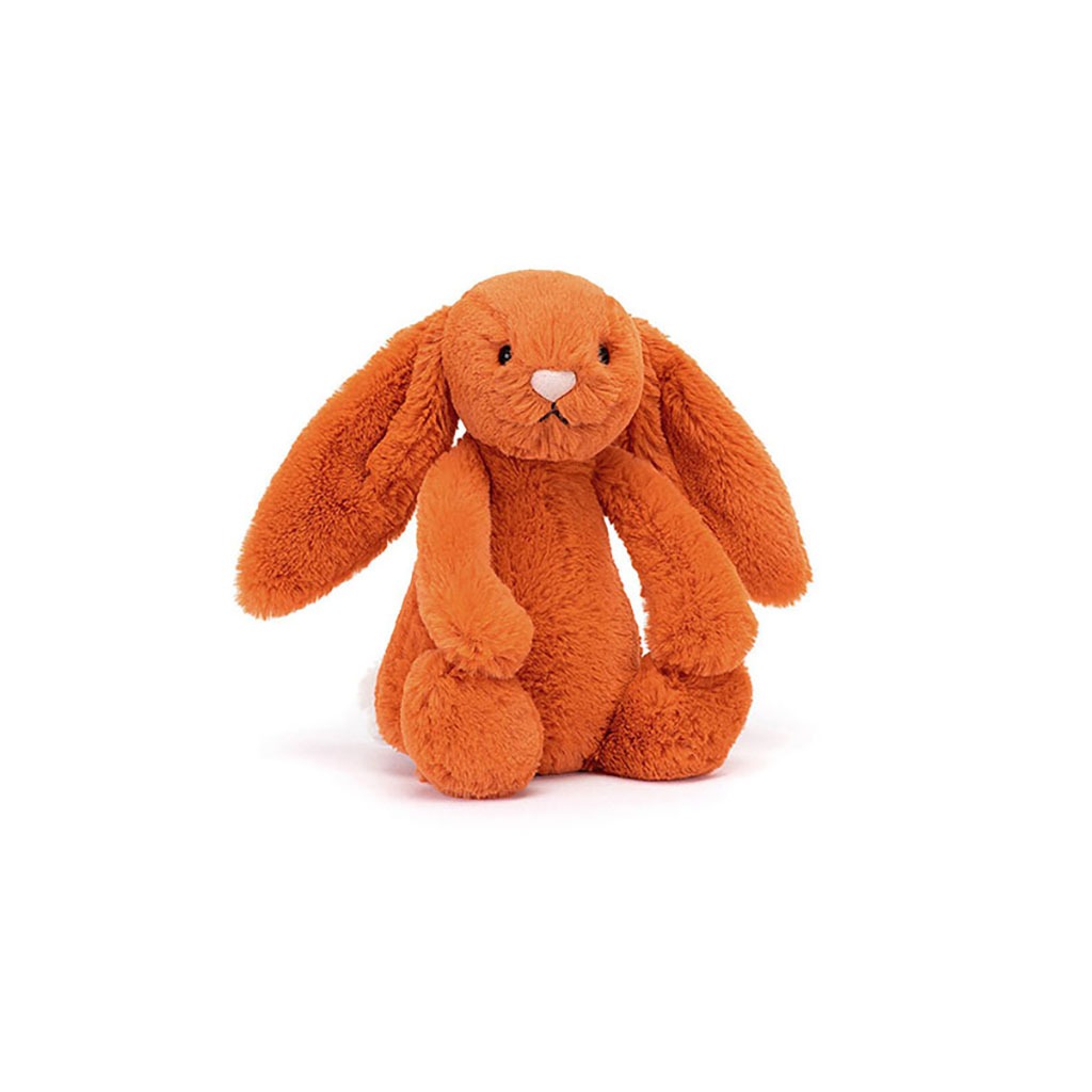 Doudou lapin de couleur orange mandarine de la marque jellycat