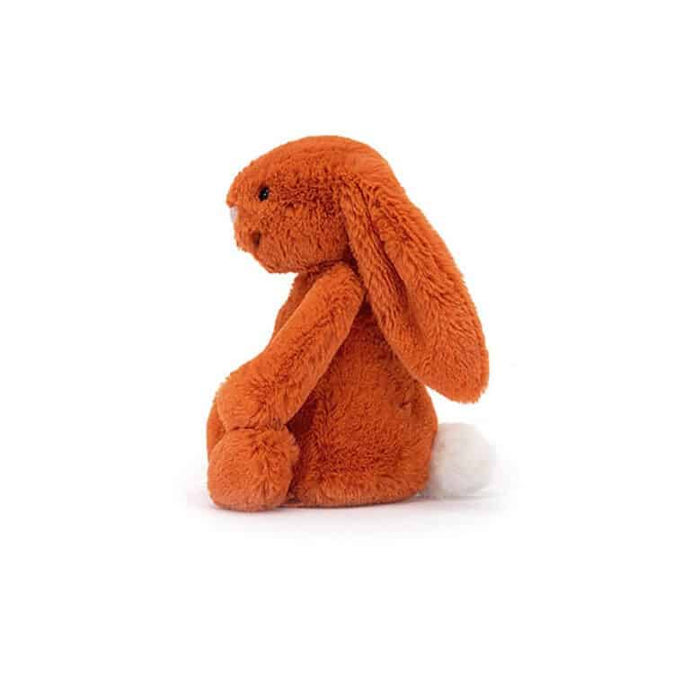 Doudou lapin de couleur orange mandarine de la marque jellycat