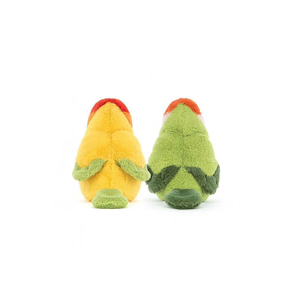 Doudous oiseaux couple d'inséparables de chez jellycat