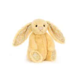 Doudou lapin de couleur jaune citron de la marque jellycat