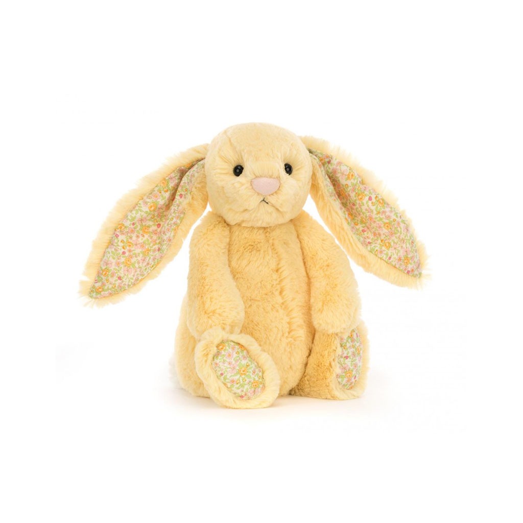 Doudou lapin de couleur jaune citron de la marque jellycat