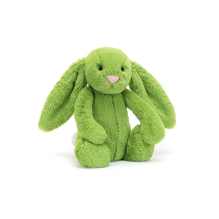 Doudou lapin jellycat de couleur vert pomme