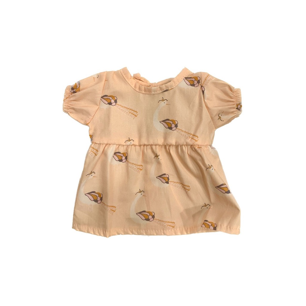 robe faustine au motif peakocks pour poupées minikane