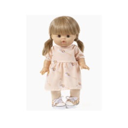 robe faustine au motif peakocks pour poupées minikane