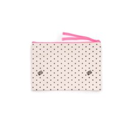 Trousse ou pochette bonton avec une femerture rose fluo