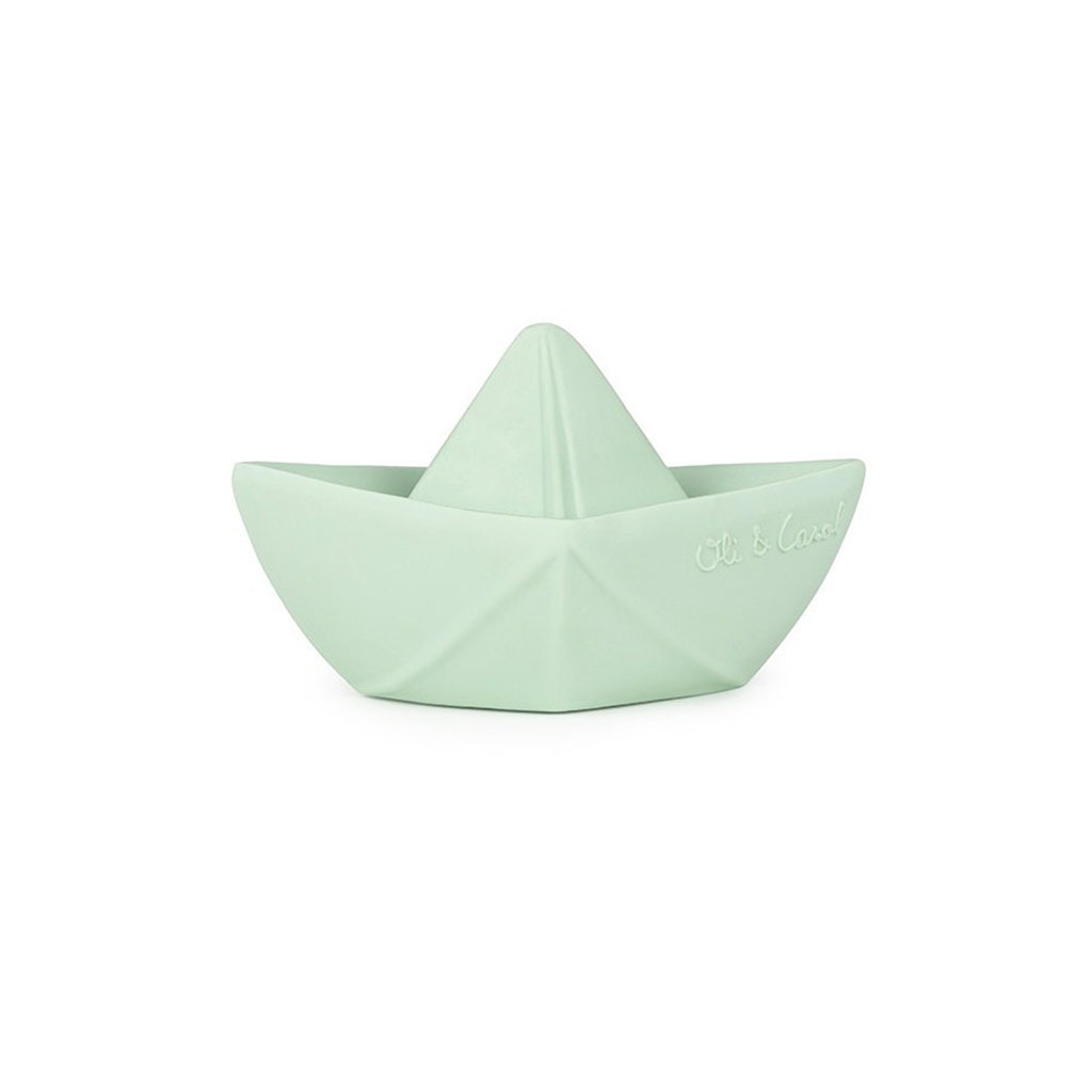 jouet de dentition bateau origami menthe fond blanc