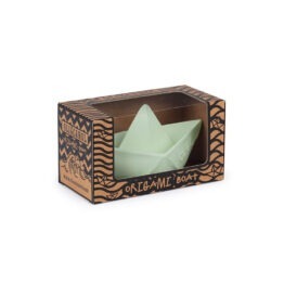 jouet de dentition bateau origami menthe avec packaging