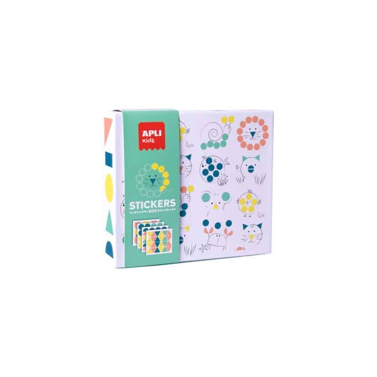 Un coffret de gommettes vue de face sur fond blanc