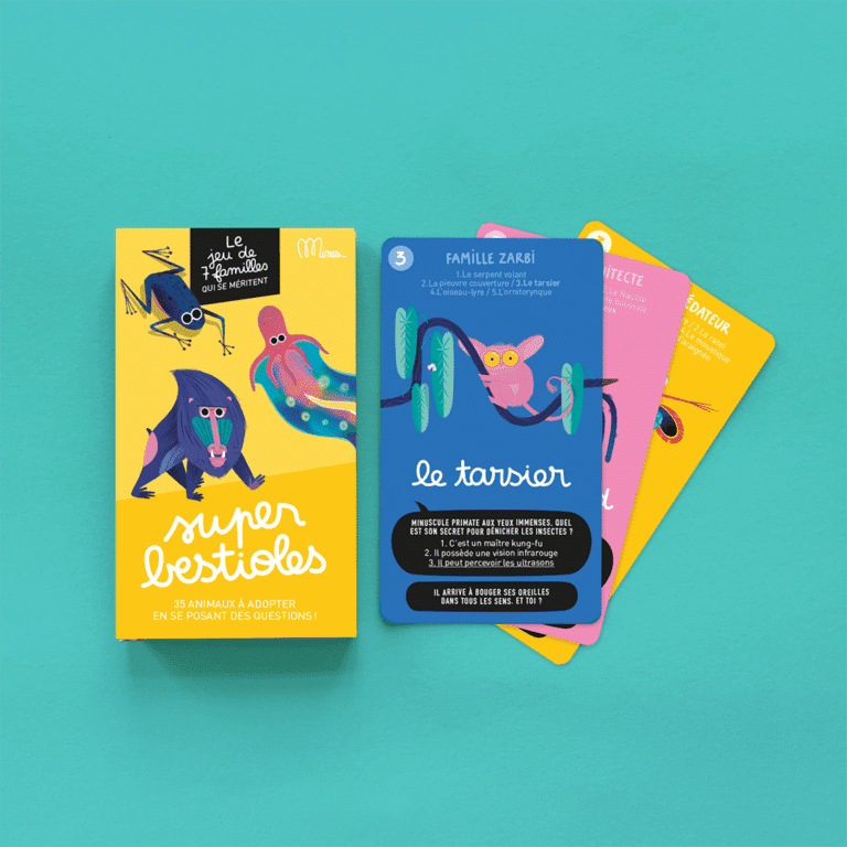 jeu de 7 familles super bestioles minus edition paquet et cartes