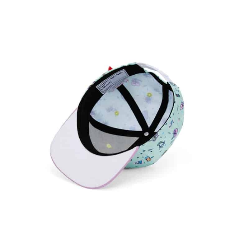 Casquette enfant aloha hello hossy vue de dessous sur fond blanc