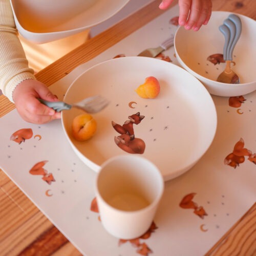 Set De Vaisselle Pour Enfant Dino Rexi - Assiette, Bol, Gobelet, Cuillère Et Fourchette - En Polypropylène, Design Carré - Lavable Au Lave-Vaisselle - 2
