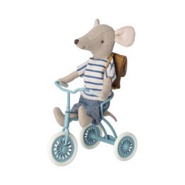 tricycle bleu maileg avec souris